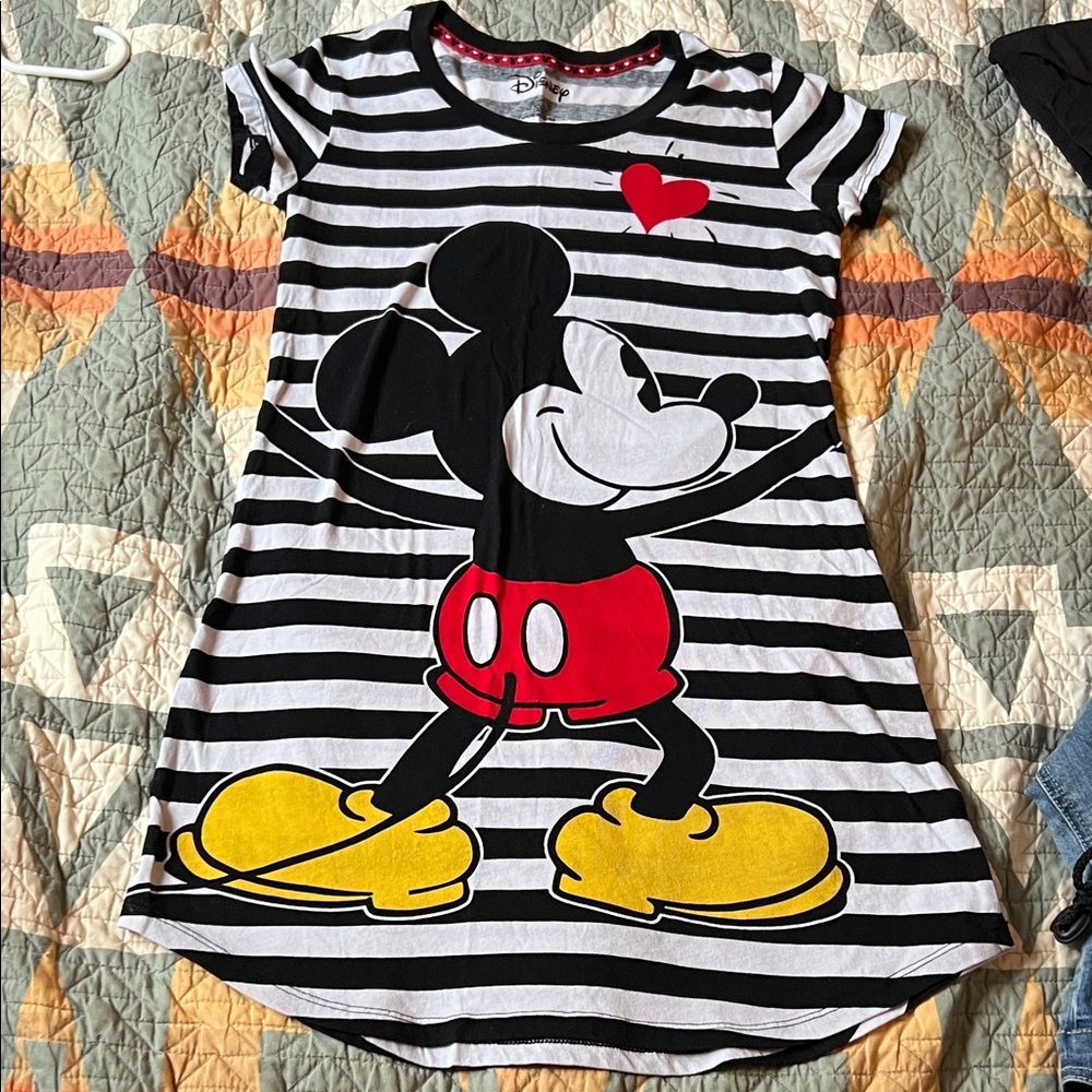 Disney Black and White Striped Shirt with Red Accents